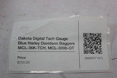 Dakota Digital Tach Gauge Blue Harley Davidson Baggers MCL-36K-TCH, MCL-3006-OT