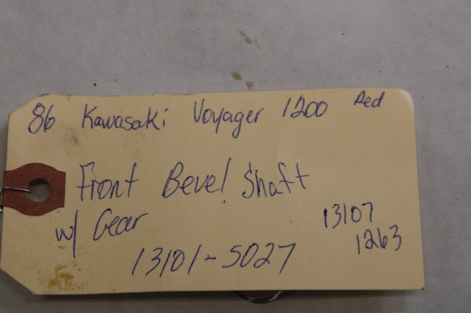Fr. Bevel Gear Shaft w/Gear 13107-1263,13101-5027 1986 Kawasaki Voyager ZG1200