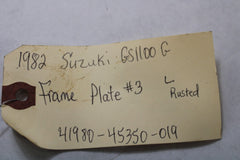 1982 Suzuki GS1100G Z Frame Plate #3 Left 41980-45350-019
