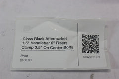 Gloss Black Aftermarket 1.5" Handlebar 6" Risers Clamp 3.5" On Center Bolts