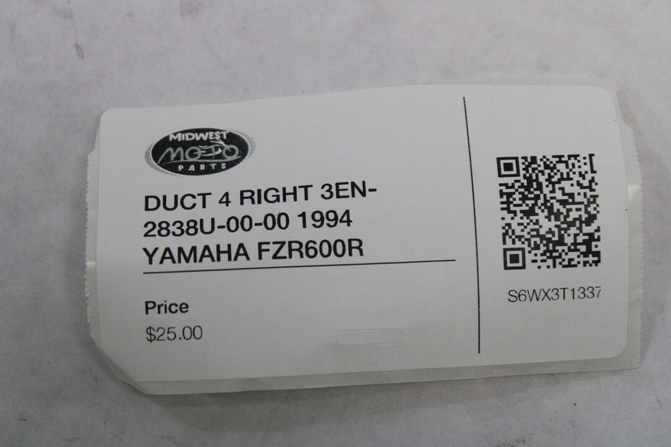 DUCT 4 RIGHT 3EN-2838U-00-00 1994 YAMAHA FZR600R