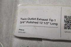 Twin Outlet Exhaust Tip 1 3/4" Polished 12 1/2" Long