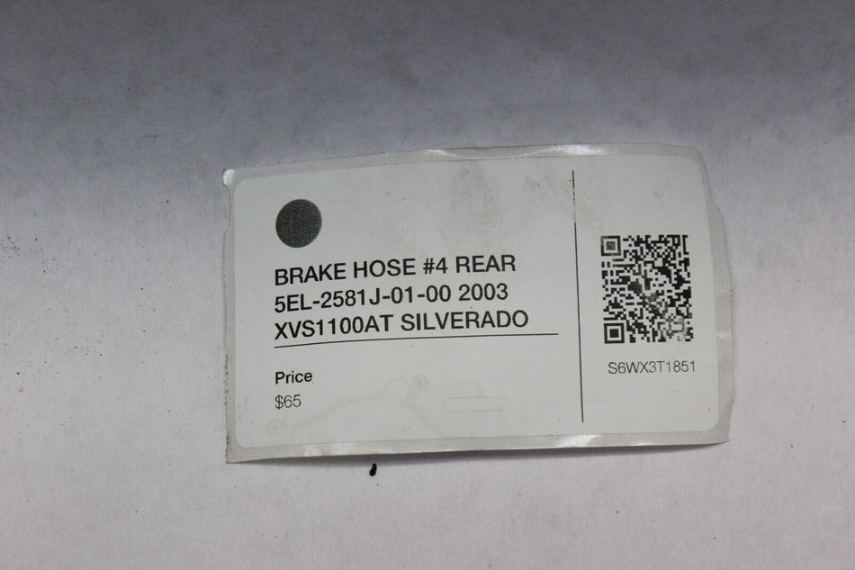 BRAKE HOSE #4 REAR 5EL-2581J-01-00 2003 XVS1100AT SILVERADO