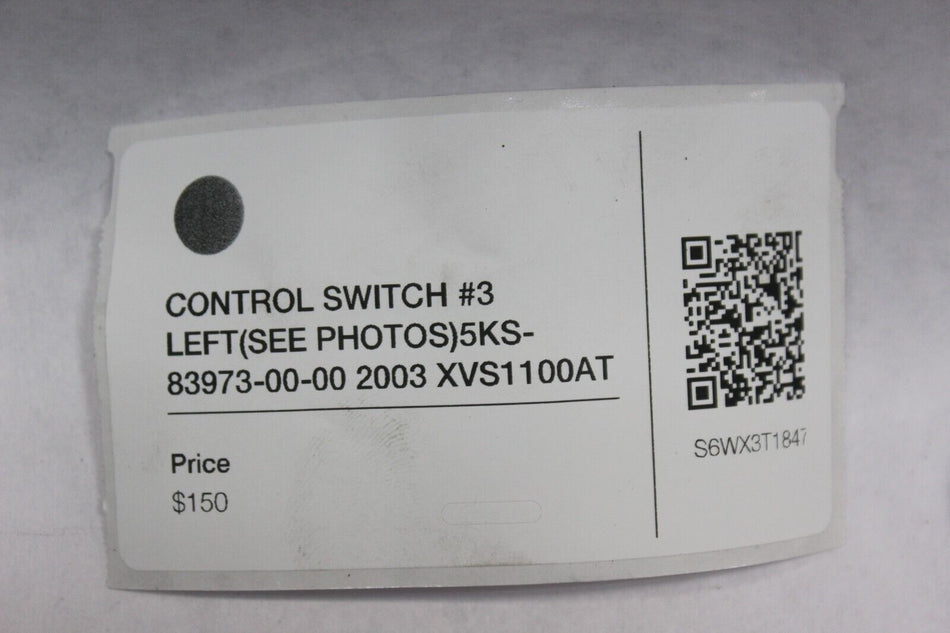 CONTROL SWITCH #3 LEFT (SEE PHOTOS) 5KS-83973-00-00 2003 XVS1100AT SILVERADO