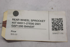 REAR WHEEL SPROCKET 45T 64511-27E00 2001 GSF1200 SUZUKI BANDIT