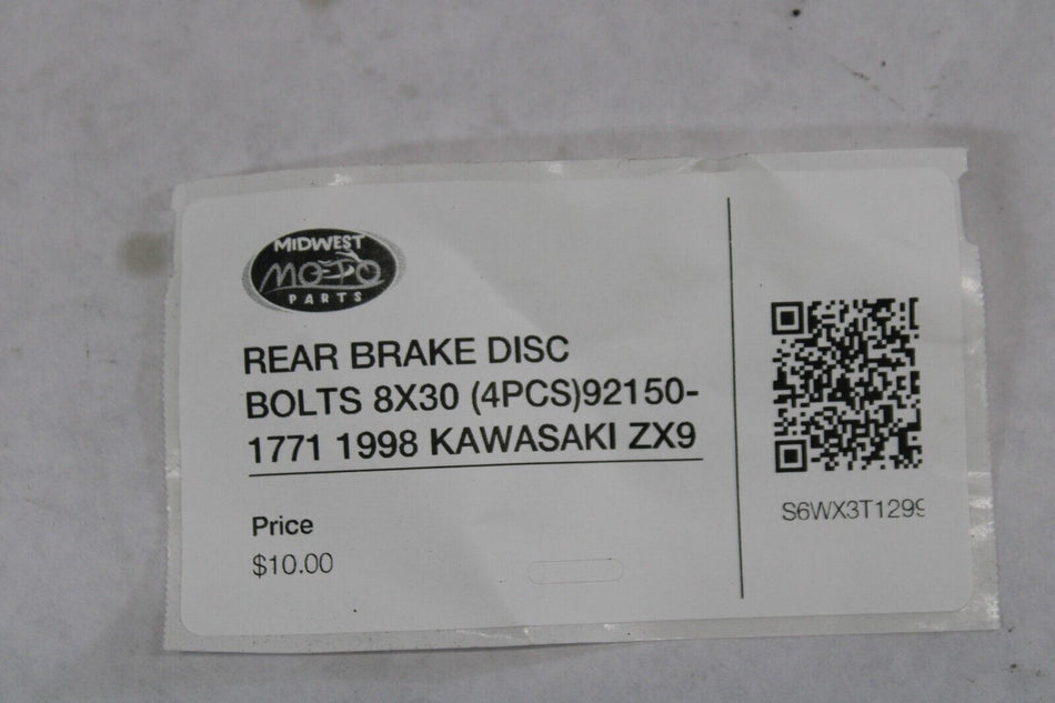 REAR BRAKE DISC BOLTS 8X30 (4PCS) 92150-1771 1998 Kawasaki ZX-9R Ninja