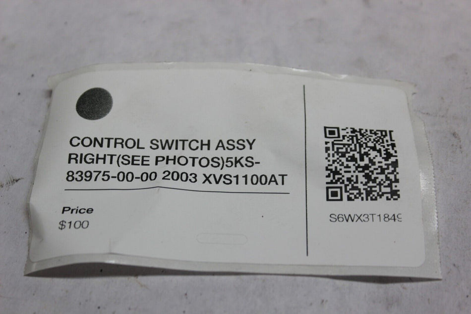 CONTROL SWITCH ASSY RIGHT (SEE PHOTOS) 5KS-83975-00-00 2003 XVS1100AT SILVERADO