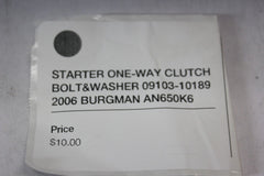 STARTER ONE-WAY CLUTCH BOLT & WASHER 09103-10189 2006 BURGMAN AN650K6