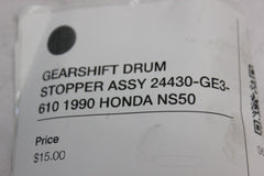 GEARSHIFT DRUM STOPPER ASSY 24430-GE3-610 1990 HONDA NS50F