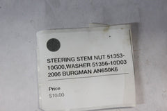 STEERING STEM NUT 51353-10G00,WASHER 51356-10D03 2006 BURGMAN AN650K6