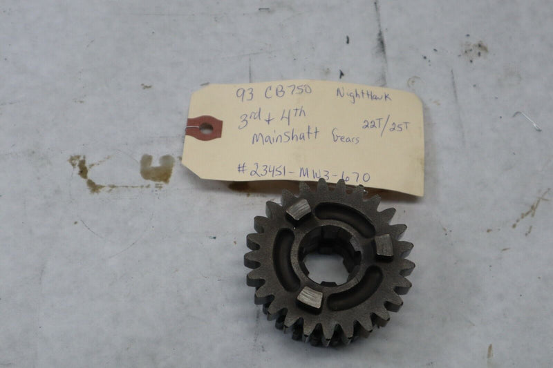 OEM Honda Motorcycle 3rd & 4th Mainshaft Gear 22T/25T  1993 CB750 23451-MW3-670