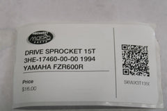 DRIVE SPROCKET 15T 3HE-17460-00-00 1994 YAMAHA FZR600R
