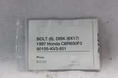 BOLT (6), DISK (6X17) 1997 Honda CBR600F3 90105-KV3-851