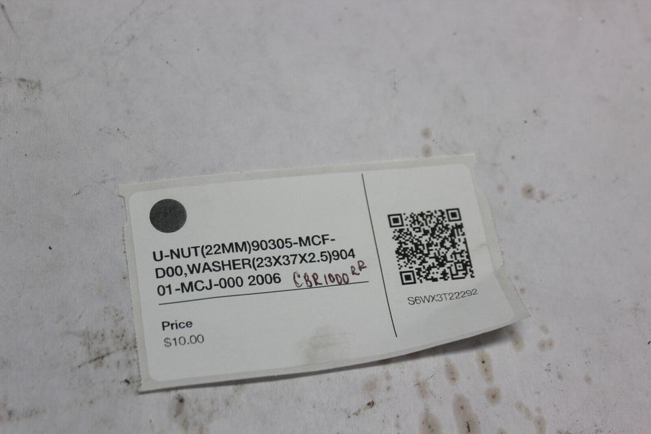 U-NUT (22MM) 90305-MCF-D00 WASHER (23X37X2.5) 90401-MCJ-000 2006 CBR1000RR